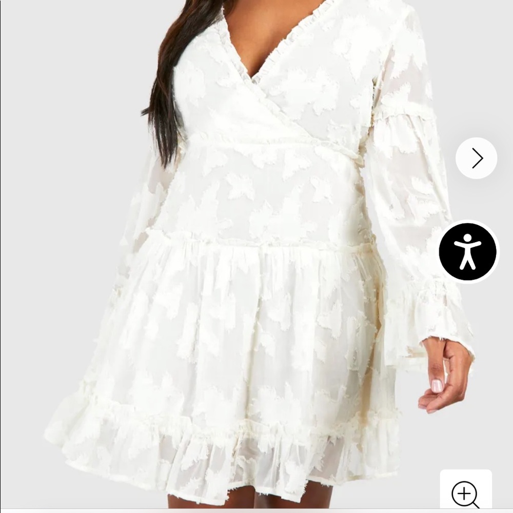 Woven Jacquard Frill Mini Dress